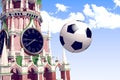 3d rendering the soccer ball near Moscow Kremlin.