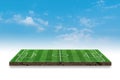 3D Rendering. Soccer green grass field on blue sky background Royalty Free Stock Photo