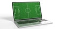 3d rendering soccerball field on a laptop