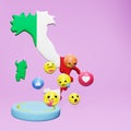 3d rendering of social media emoticon use in Italia for product promotion