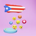 3d rendering of social media emoticon use in Puerto Rico for product promotion
