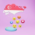 3d rendering of social media emoticon use in Singapore for product promotion