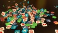 3d rendering social networking icons