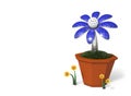 3D rendering Solar cells electric flower in a pot. Royalty Free Stock Photo