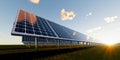 3d rendering of solar farm, field or solar power plant for clean green power energy Royalty Free Stock Photo