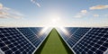 3d rendering of solar farm, field or solar power plant for clean green power energy Royalty Free Stock Photo