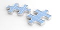 3d rendering solar panels on puzzle pieces Royalty Free Stock Photo