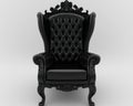 A 3D rendering of a solitary black leather chez lounge chair is presented Royalty Free Stock Photo