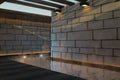 spa with hot thermal water and stone blocks wall
