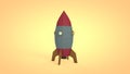 3D rendering of a space rocket ready for launch. Illustration of a spaceport on Mars in a low-poly style. The idea of developing Royalty Free Stock Photo