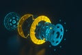 3d rendering. Spare parts for car clutch disk.