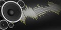 3d rendering speaker and sound wave on black background Royalty Free Stock Photo