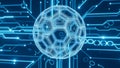 A 3D rendering of a sphere on a circuit board (ai generated) Royalty Free Stock Photo