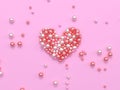 3d rendering sphere heart shape glossy pink love surprise valentine gift concept