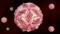 A 3D rendering of spherical dengue virus particles. Royalty Free Stock Photo