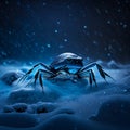3d rendering of a spider in the snow under a stormy sky AI Generated