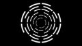 3d rendering. spinning white circular rings tunnel hole on black background.