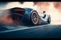 3D rendering , Sport Car Raceing on race track , Car wheel drifting , Generative Ai