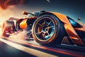 3D rendering , Sport Car Raceing on race track.generative ai