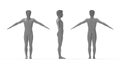 3D rendering of a naked man human being standing and posing with his arms wide spread anatomy Isolated in empty space Royalty Free Stock Photo