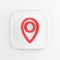 3d rendering square white icon button key red location symbol isolated on white background Royalty Free Stock Photo
