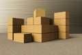 A stack of cardboard boxes outside a warehouse Royalty Free Stock Photo