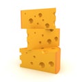 3D Rendering of a stack of cheese slices Royalty Free Stock Photo