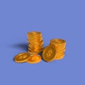 3d rendering stack coins with pastel background