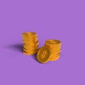 3d rendering stack coins with pastel background