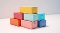 3d rendering of a stack of colorful boxes on a white background Generative AI Royalty Free Stock Photo