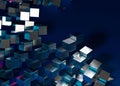 3d rendering of a stack of cubes with different materials, abstract background