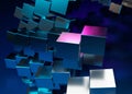 3d rendering of a stack of cubes with different materials, abstract background
