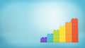 3d rendering of a stack of toy blocks building blocks made to look like a ladder in rainbow colors.