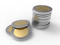 3D rendering - stack of two euro coins Royalty Free Stock Photo