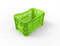 3d rendering of a stackable plastic storage crate isolated in white background