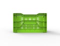 3d rendering of a stackable plastic storage crate isolated in white background