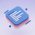 3D Rendering of a Stacked Document Icon with Floating Elements file paper Royalty Free Stock Photo