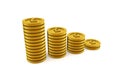 3D rendering of stacks of golden coins