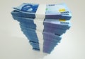 3D rendering of stacks of Nigerian naira notes arranged in a long single column Royalty Free Stock Photo