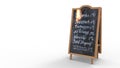 3d rendering of a standing chalkboard isolated in a white studio background