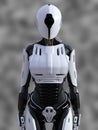 3D rendering of a standing female android robot.