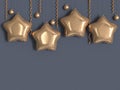 3d rendering star balloon gold metallic grey wall christmas concept