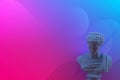 3D Rendering Statue With Abstract Colorful Background
