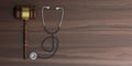 3d rendering stethoscope and auction gavel