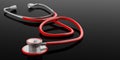 3d rendering stethoscope on black background