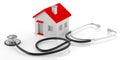 3d rendering stethoscope and small house