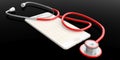 3d rendering stethoscope on a smart phone
