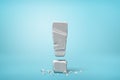 3d rendering of stone concrete exclamation mark on blue background