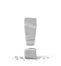 3d rendering of stone concrete exclamation mark