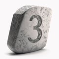 3d rendering of stone number 3 on white background. Computer generated image Royalty Free Stock Photo